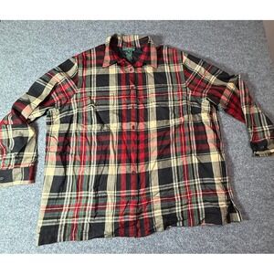 Lauren Ralph Lauren Women's‎ 3X Red Plaid Wool Blend Button Down Shirt